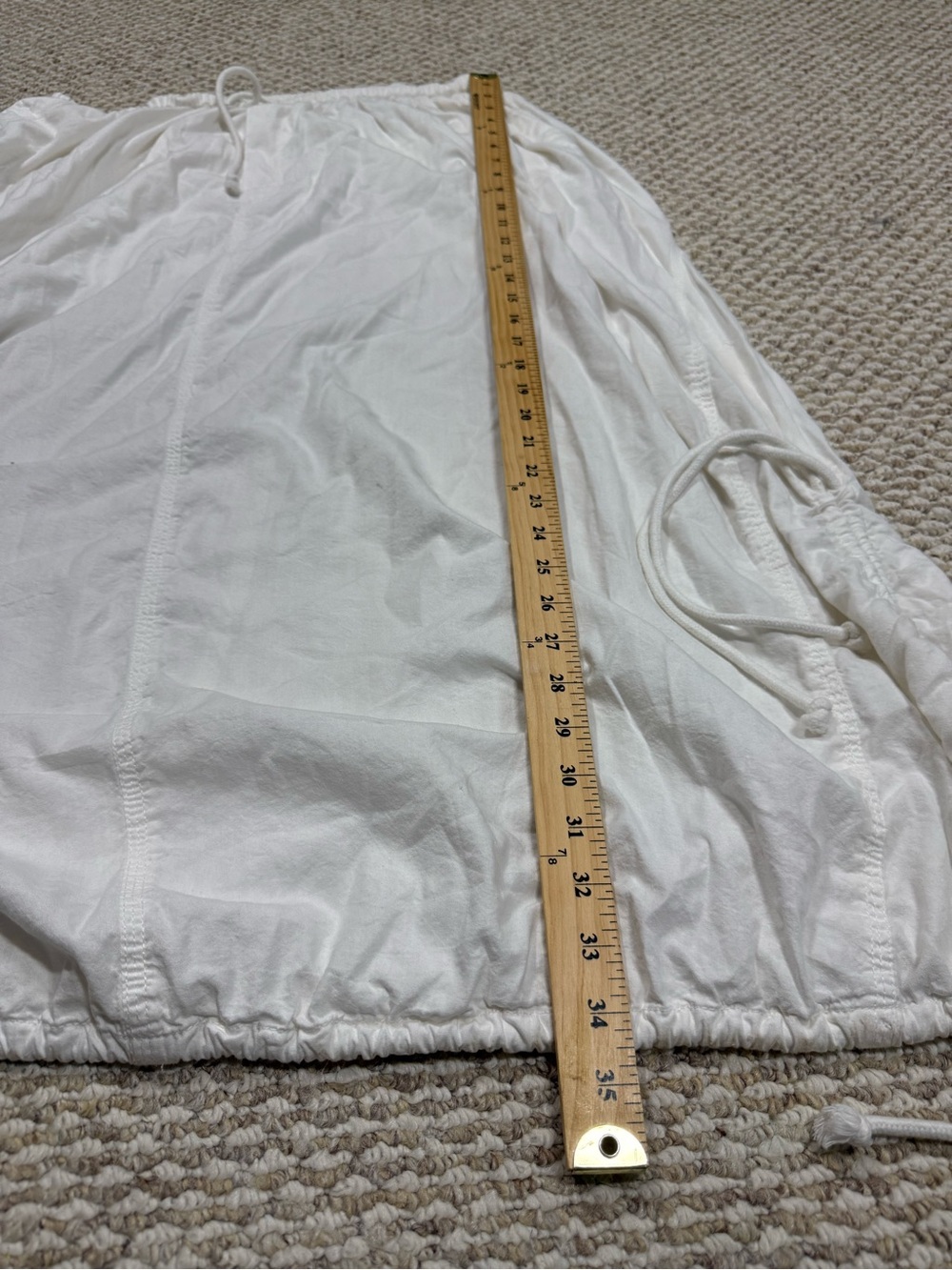 Free People White Perfect Parachute Ruched Drawstring Bubble Hem Midi Boho Skirt - Picture 10 of 10